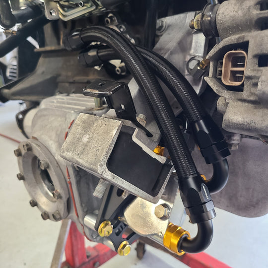 U.P.G Skyline GTR oil filter relocation kit with Greddy oil cooler adapter with Taarks block adapter