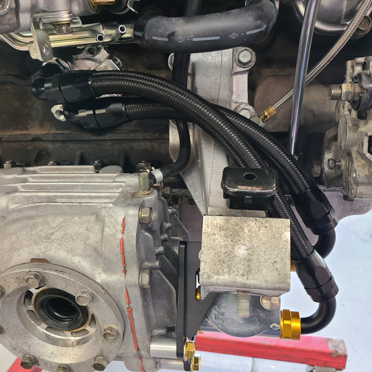 U.P.G Skyline GTR oil filter relocation kit with Greddy oil cooler adapter with Taarks block adapter