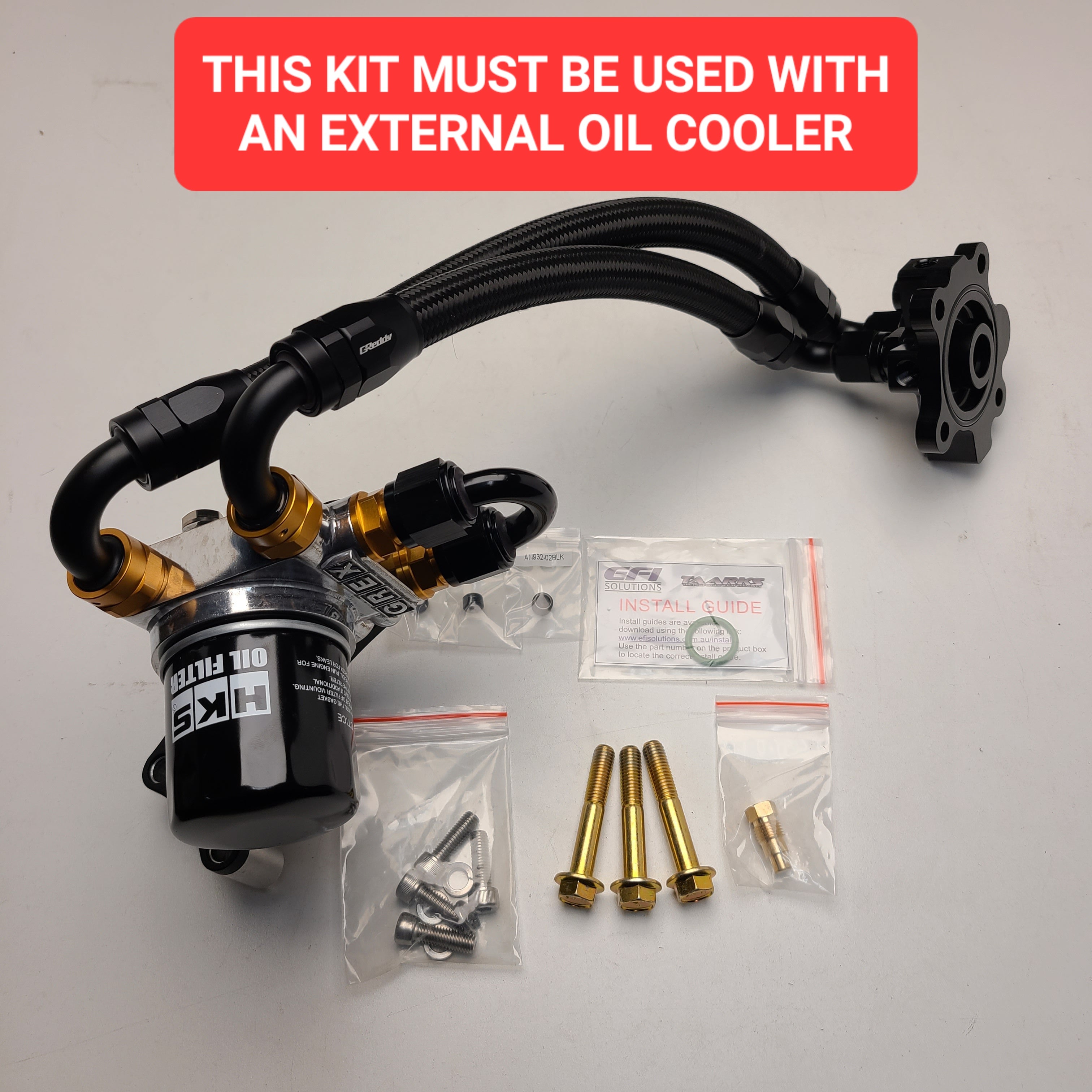 U.P.G Skyline GTR oil filter relocation kit with Greddy oil cooler