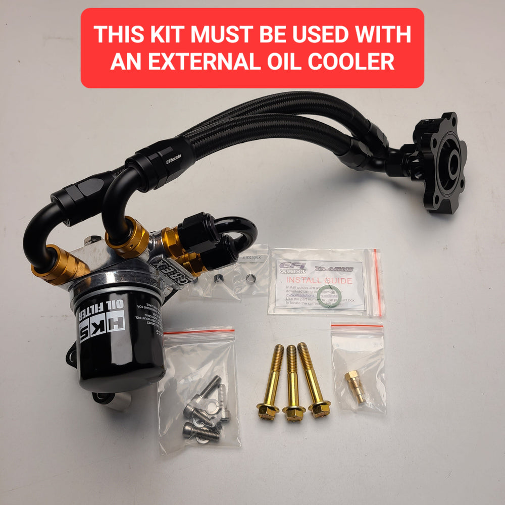 U.P.G Skyline GTR oil filter relocation kit with Greddy oil cooler adapter with Taarks block adapter