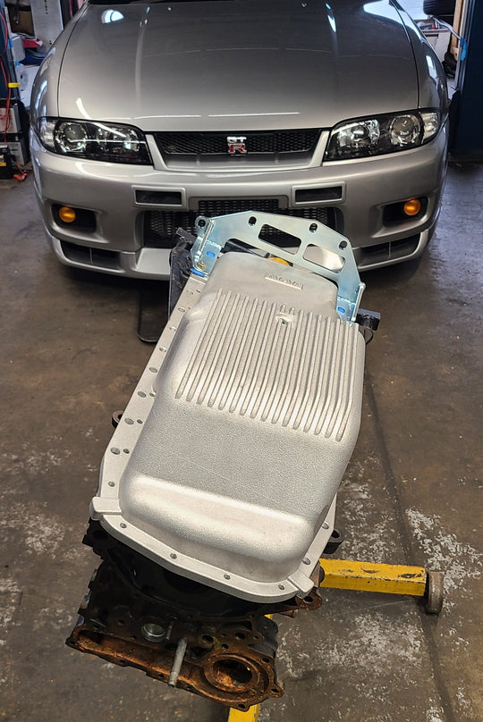 RB20/25/26/30 JHK cast front sump oil pan with transmission gusset (FRONT SUMP)