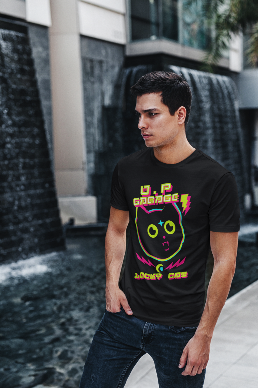 Neon Lucky Cat t-shirt