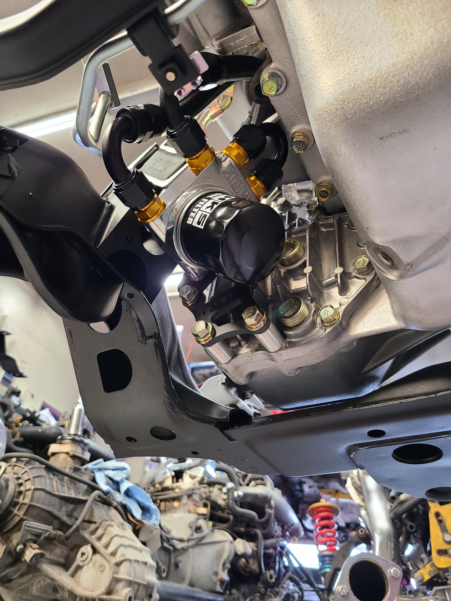 U.P.G Skyline GTR oil filter relocation kit with Greddy oil cooler ada ...