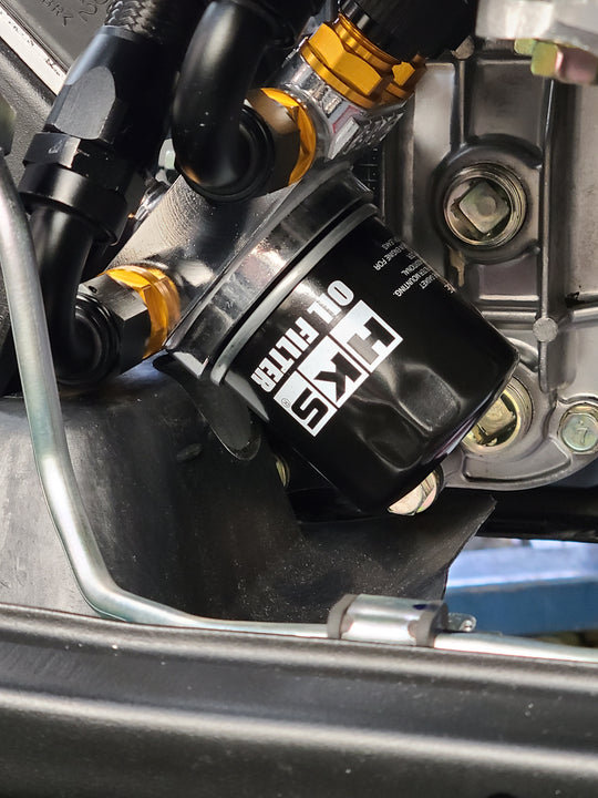U.P.G Skyline GTR oil filter relocation kit with Greddy oil cooler adapter